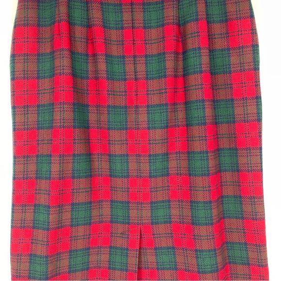 Pendleton Sz 12 Petite Wool Red Green Black Lined Skirt Pleated Pockets Tartan - Picture 8 of 16